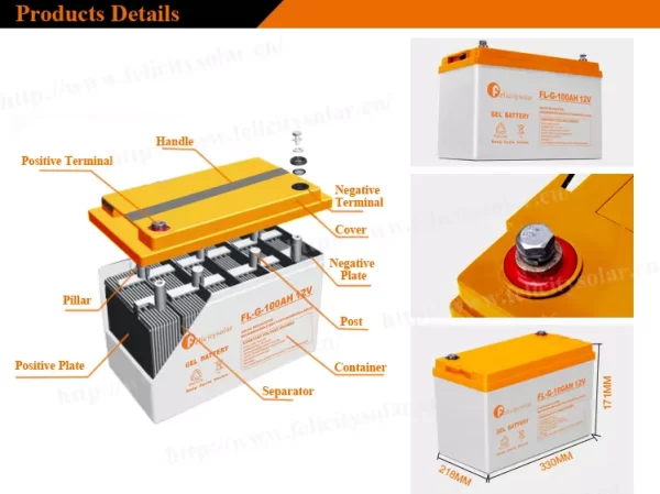 Felicity 100Ah Gel Lead Acid Battery - Image 3